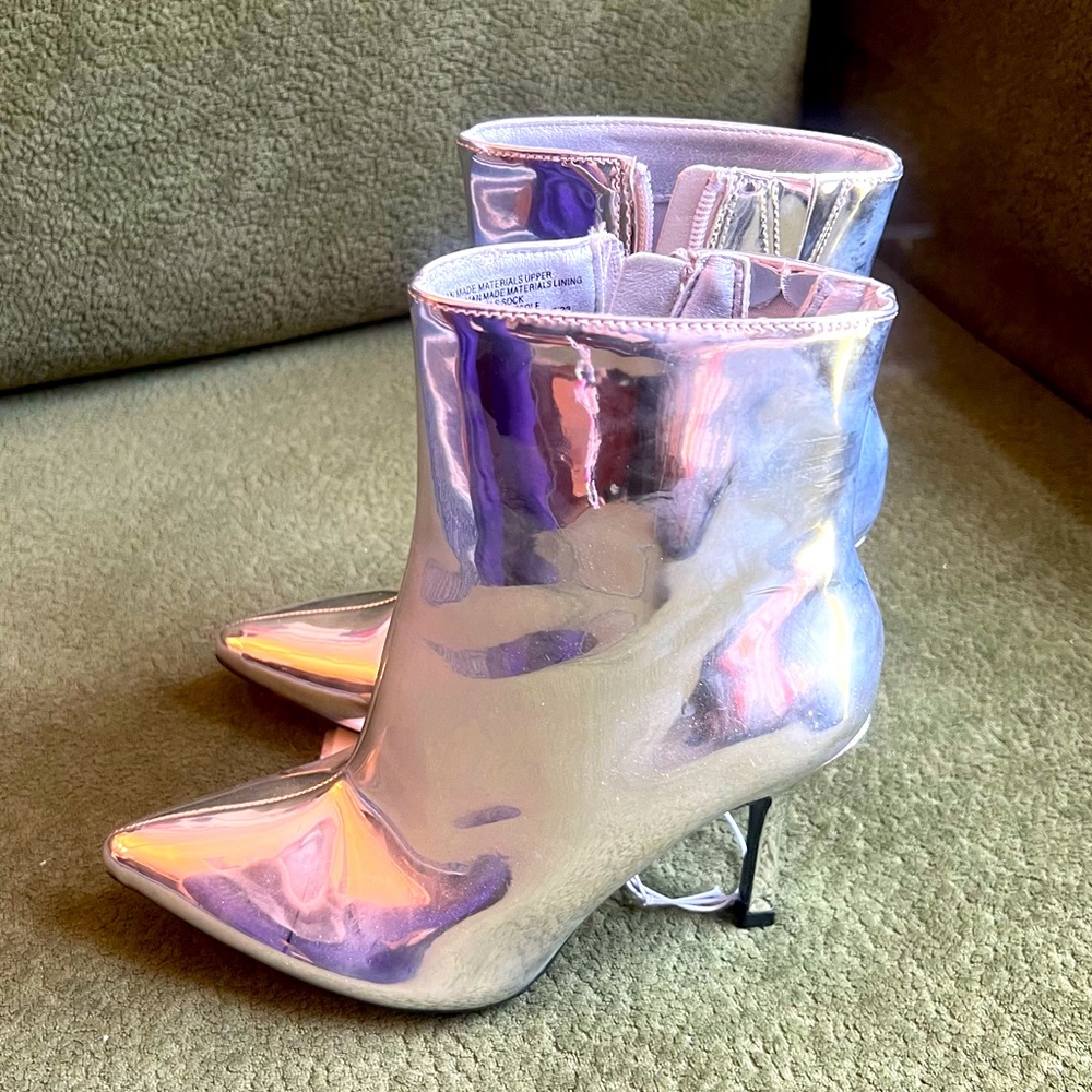 a new day Silver Iridescent Disco Ankle Booties